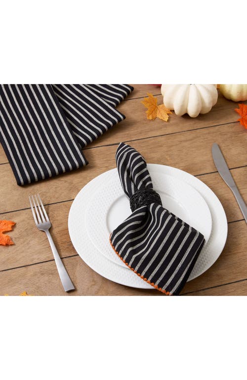Design Imports Spider Silk Stripe Set Of 4 Napkins In Black
