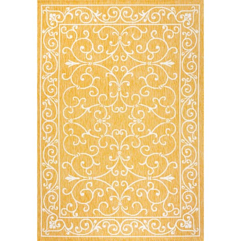Charleston Vintage Filigree Textured Weave Indoor/Outdoor Area Rug