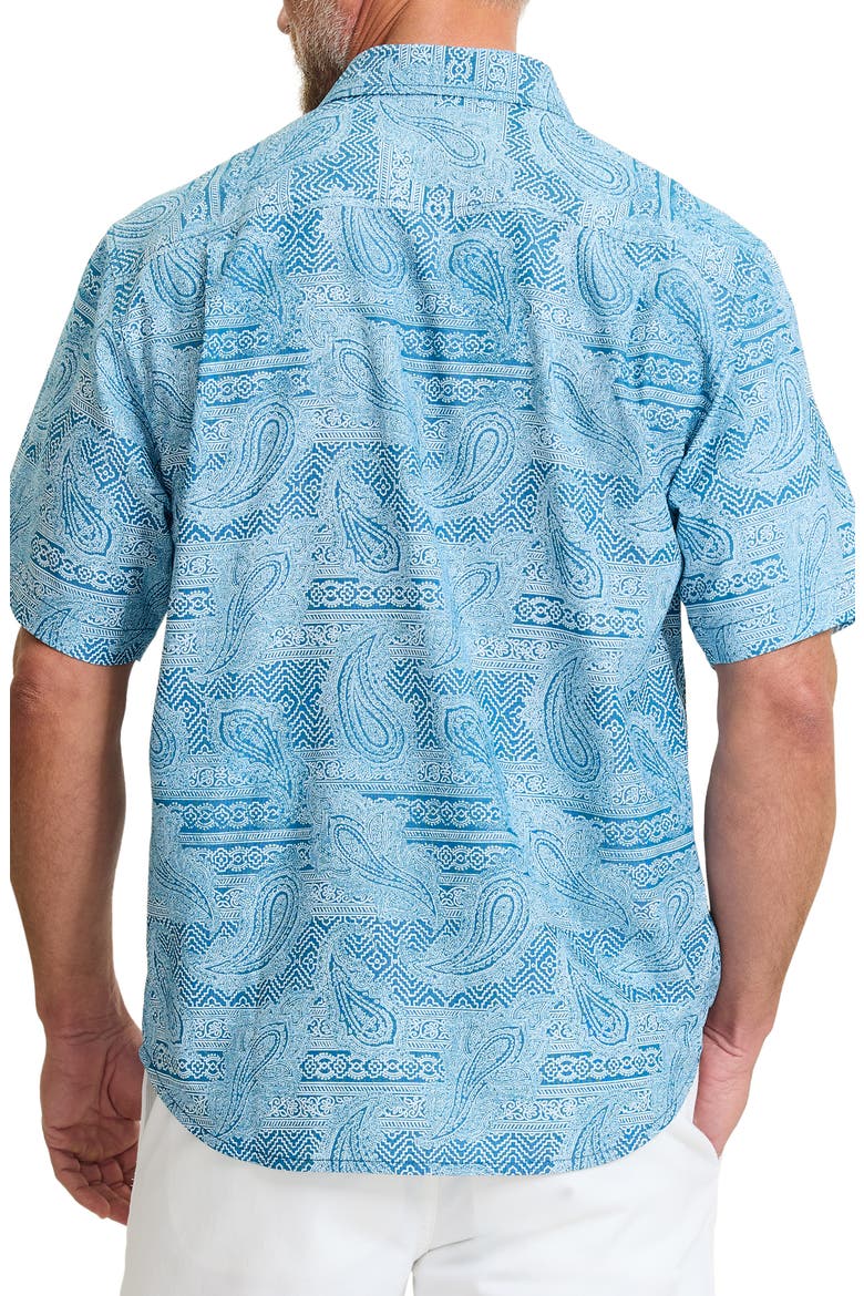 Coastal Ease Azul Falls Bandana Print IslandZone® Short Sleeve Button-Up Shirt, Alternate, color, SAXONY BLUE