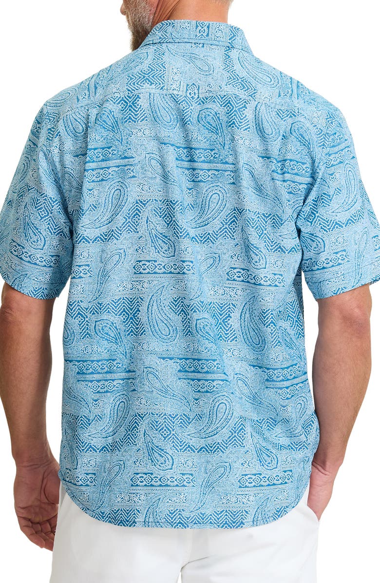 Tommy Bahama Coastal Ease Azul Falls Bandana Print IslandZone<sup>®</sup> Short Sleeve Button-Up Shirt, Alternate, color, Saxony Blue