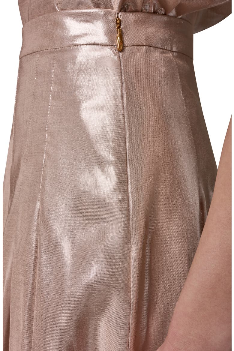 Shine Pleated Midi Skirt, Alternate, color, SNOW PETAL/ SILVER