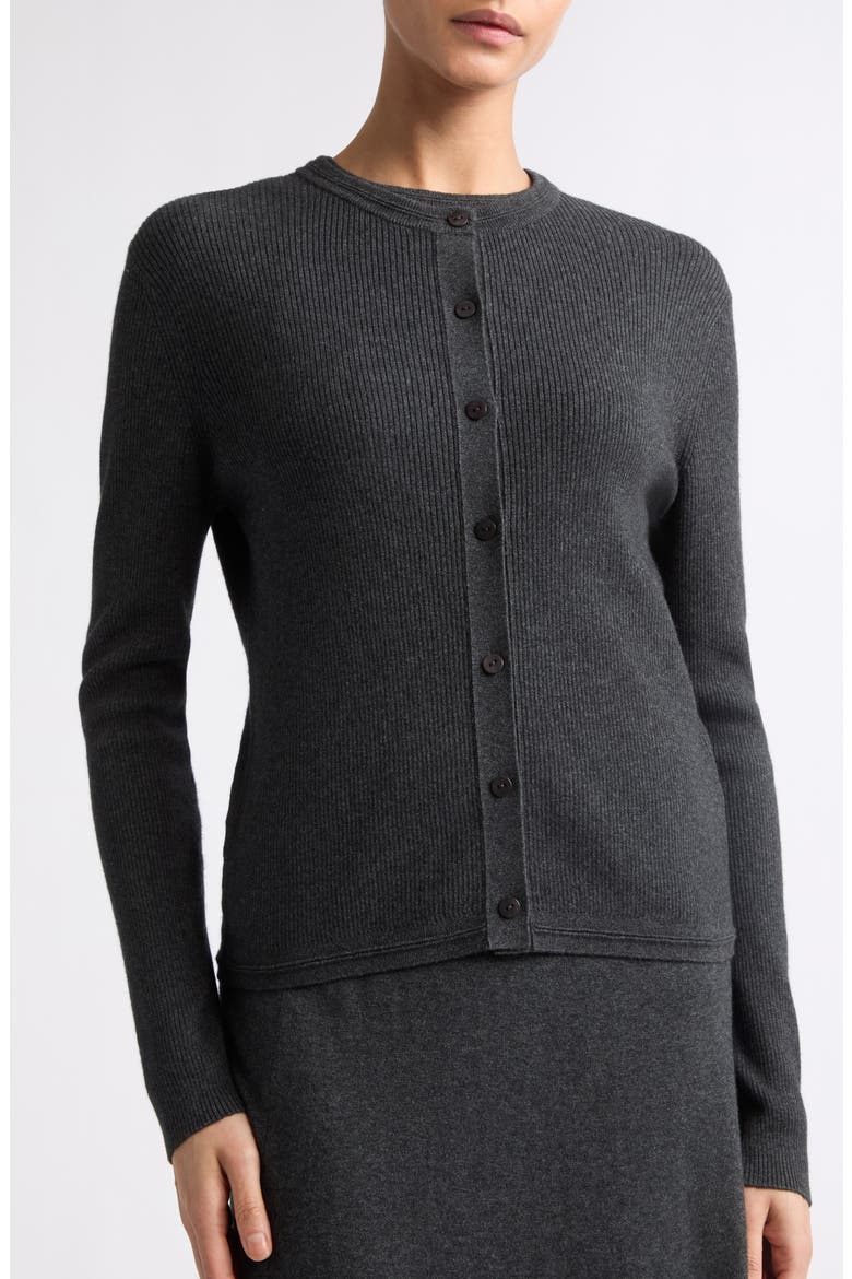 Abeena Cotton & Cashmere Rib Cardigan, Alternate, color, ECLIPSE