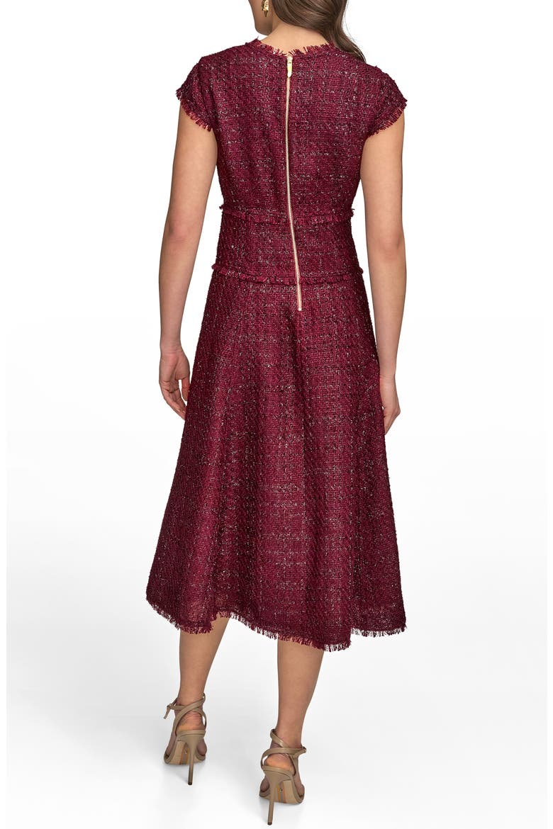Metallic Tweed Midi Dress, Alternate, color, BERRY