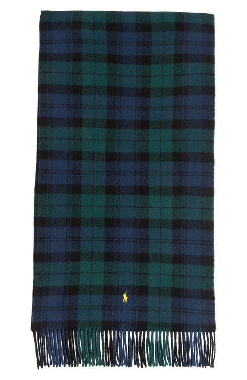 Polo Ralph Lauren Plaid Wool Scarf In Black