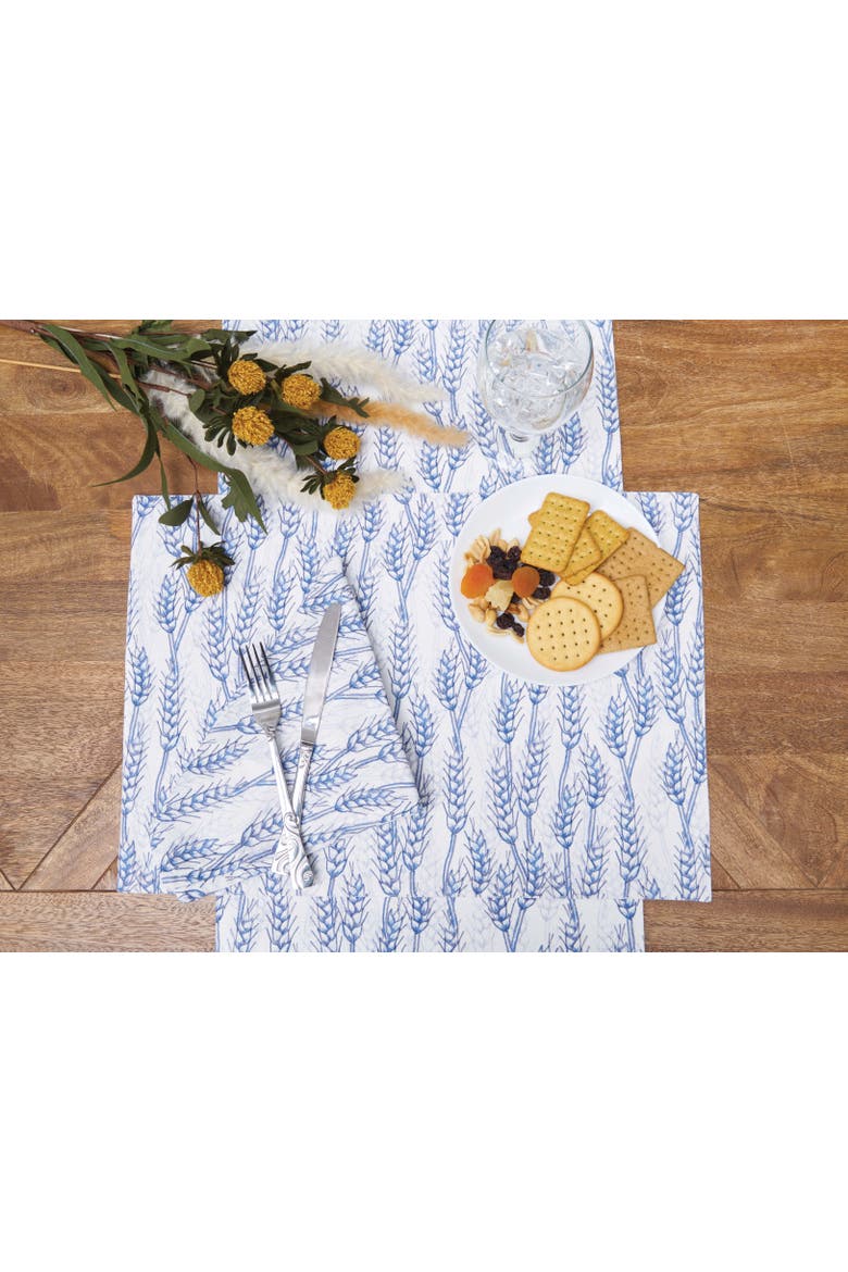 Blue Harvest Wheat Placemats Set of 6 14" x 20", Alternate, color, Blue