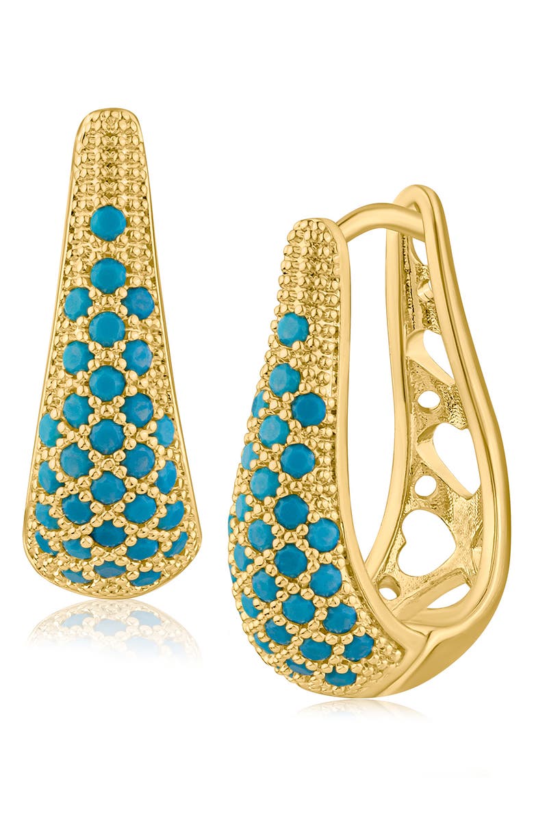 JARDIN Dainty Crystal Hoop Earrings, Main, color, Turquoise/ Gold