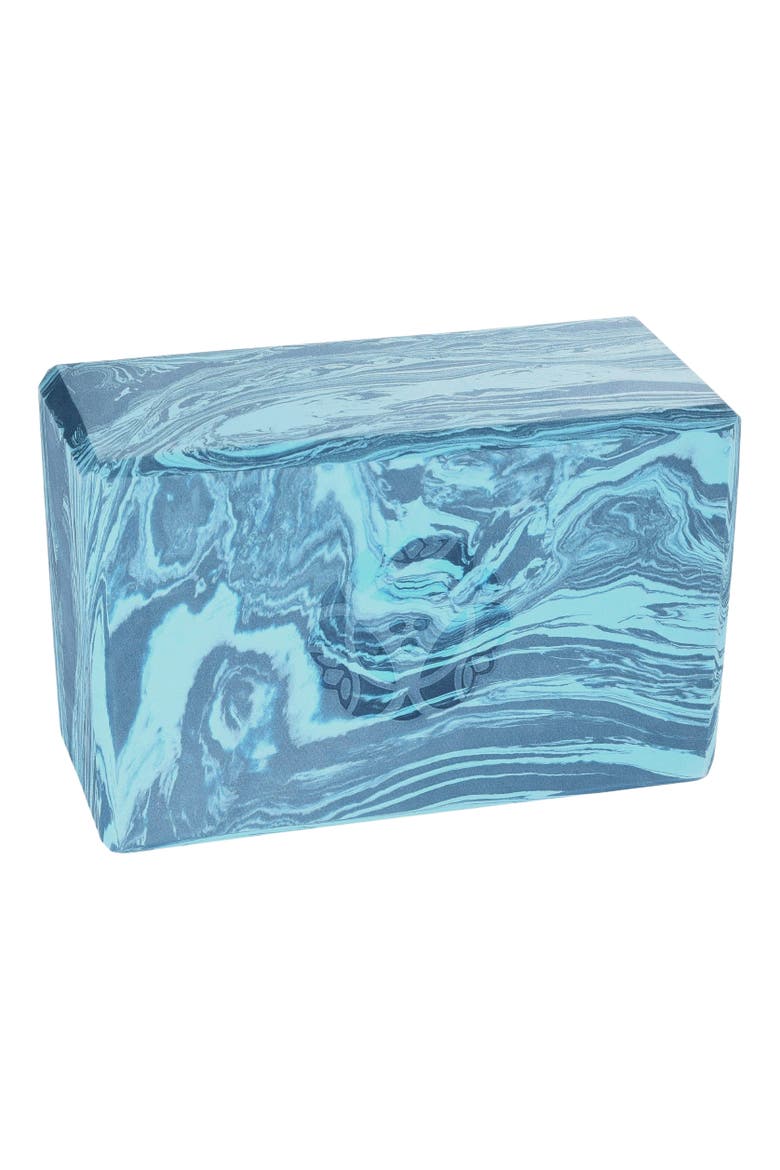 4 in. Marbled Foam Yoga Block, Main, color, Surf Blue