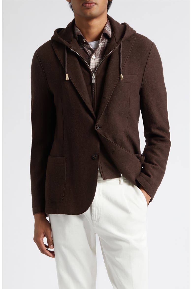Wool Sport Coat with Hoodie Bib, Main, color, 05 BROWN