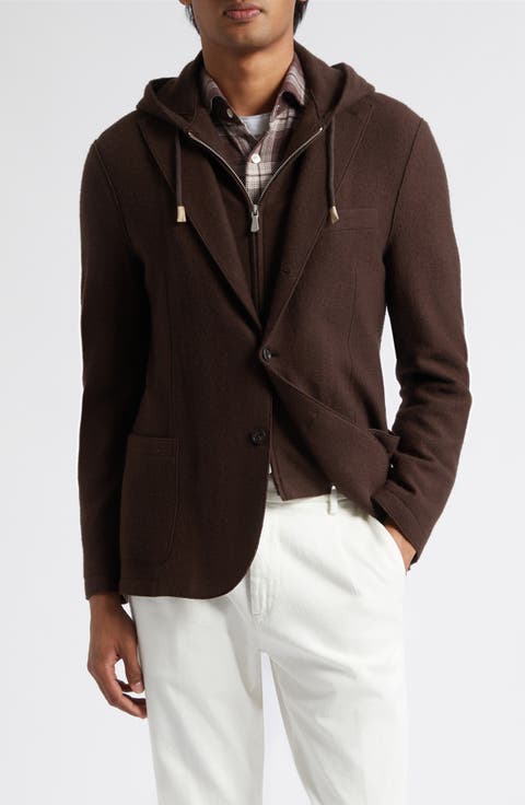 Wool Sport Coat with Hoodie Bib