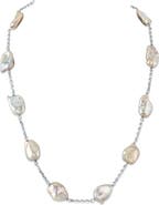 The Pearl Source White Freshwater Cultured Keshi Pearl Rhodes Necklace for Women