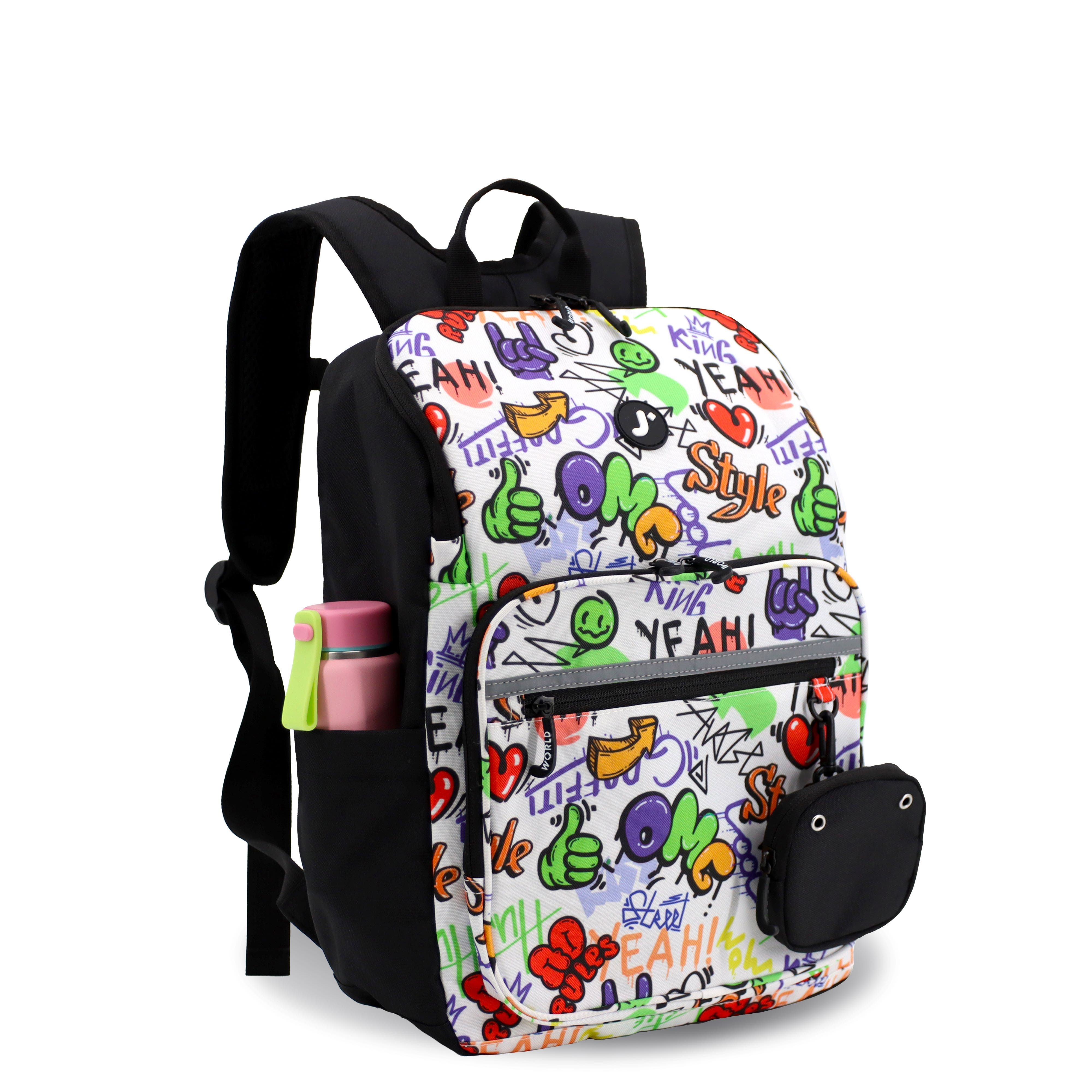 Junior Backpack With Lunch Box For School, Alternate, color, Street art