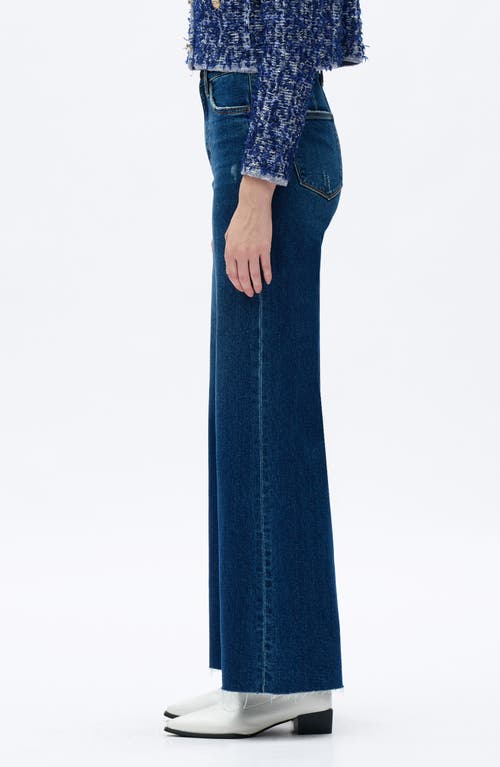 Bayeas Bella Raw Hem High Waist Wide Flare Jeans In Blue