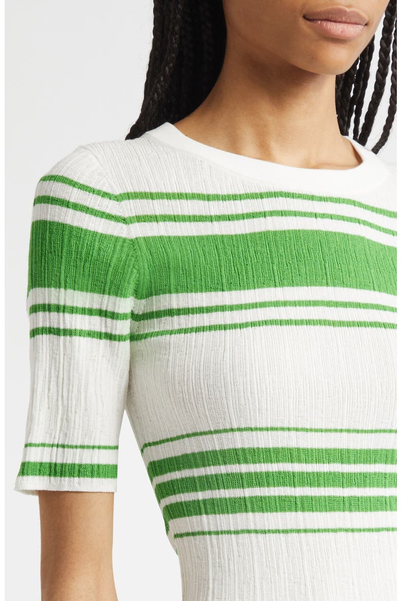 Jack Stripe Cotton Blend Knit Top, Alternate, color, BRIGHT WHITE/ BASIL