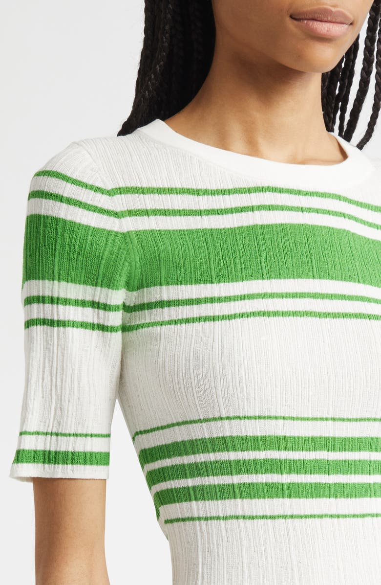 A.L.C. Jack Stripe Cotton Blend Knit Top, Alternate, color, Bright White/ Basil