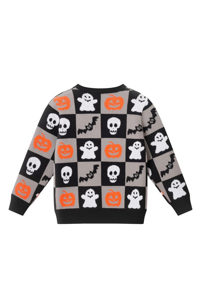 Andy & Evan Kids' Halloween Jacquard Cotton Crewneck Sweater, Alternate, color, Grey Halloween