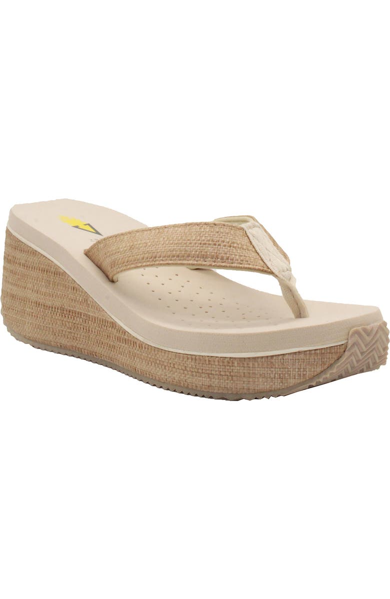Volatile Bahama Platform Wedge Flip Flop, Main, color, Bone