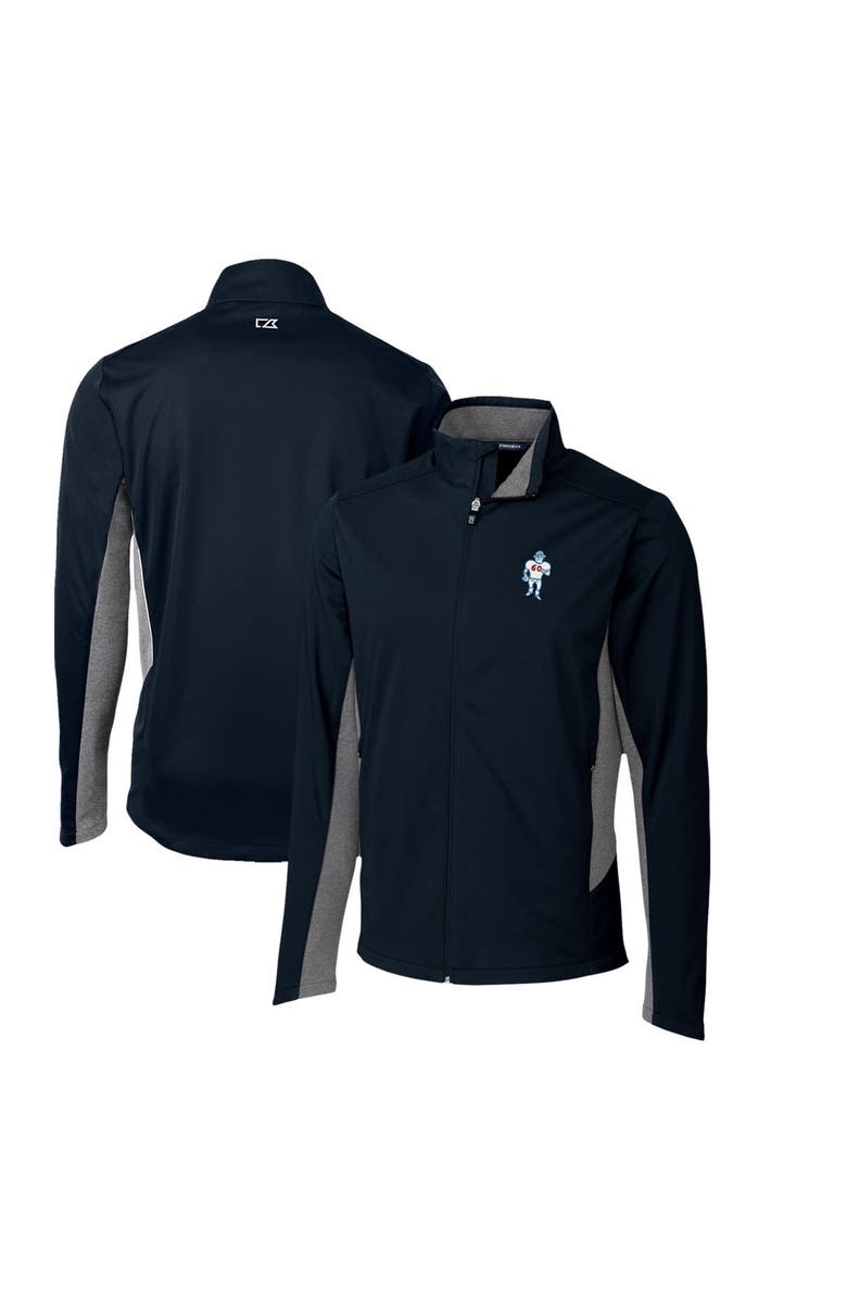 Cutter & Buck Men's Cutter & Buck Navy Houston Oilers Throwback Logo Navigate Softshell Full-Zip Jacket, Alternate, color, 