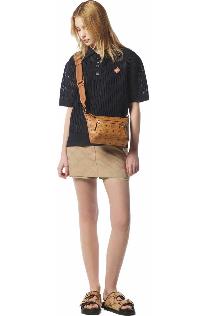 MCM Aren Crossbody in Visetos, Alternate, color, Cognac