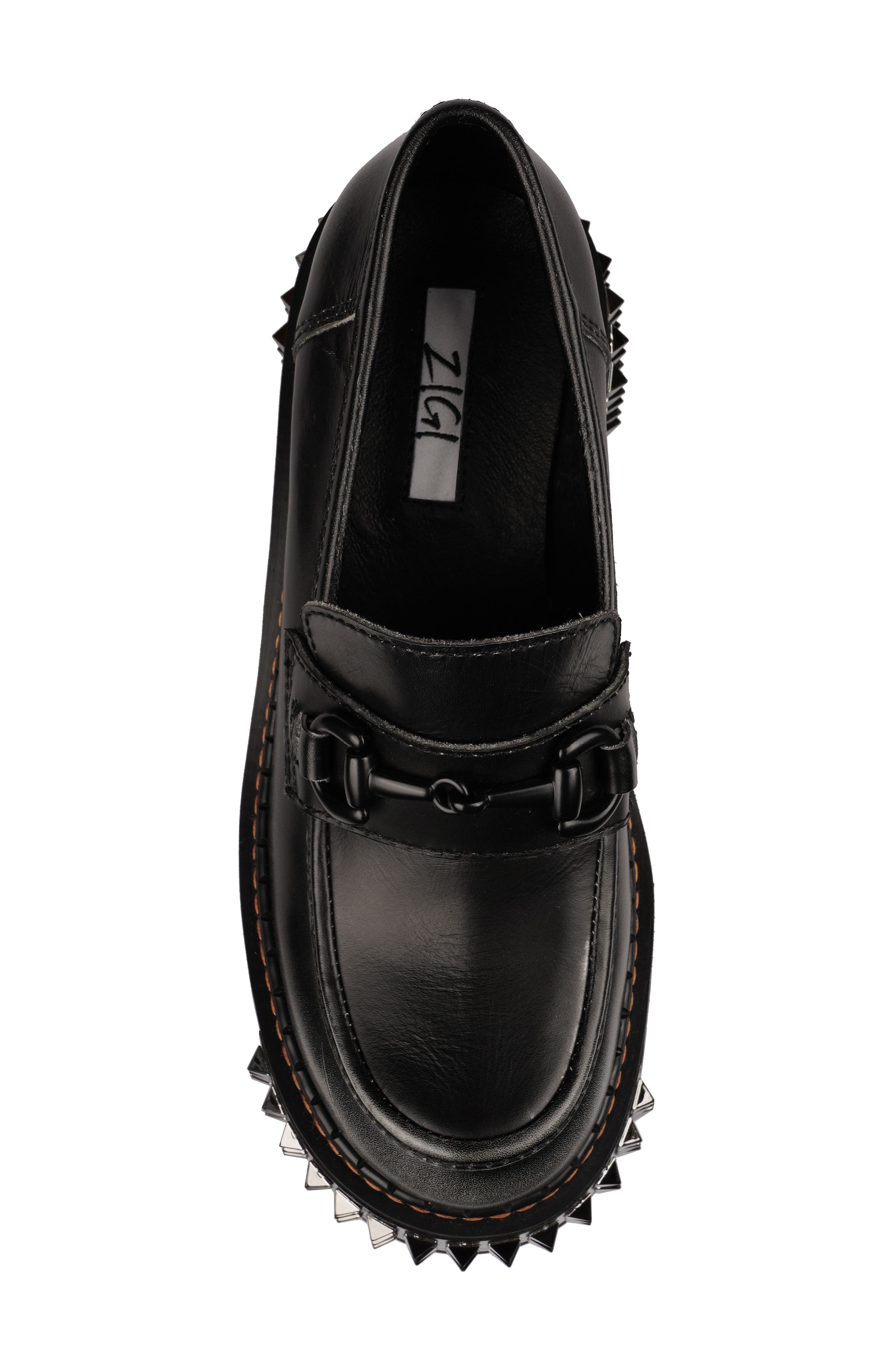 ZIGI Yaris Studded Platform Wedge Loafer, Alternate, color, Black Leather