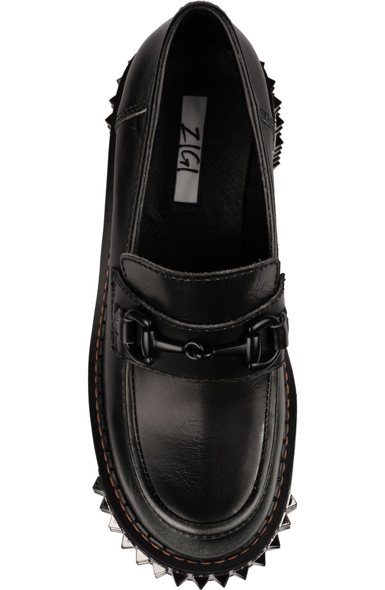 ZIGI Yaris Studded Platform Wedge Loafer, Alternate, color, Black Leather