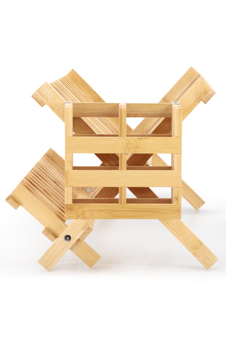 2 Tier Collapsible Kitchen Wood Drying Dish Rack, Alternate, color, Bamboo