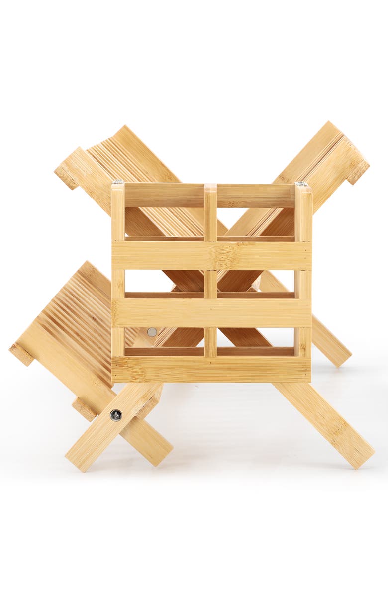 Megachef 2 Tier Collapsible Kitchen Wood Drying Dish Rack, Alternate, color, Bamboo