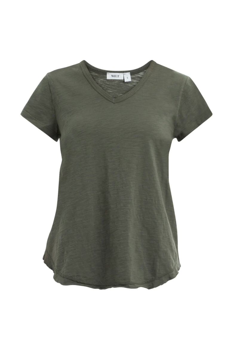 Short Sleeve Shrunken V-Neck Shirttail Top, Alternate, color, Kambaba