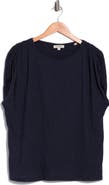 MAX STUDIO Ruched Shoulder Crinkle Knit Top
