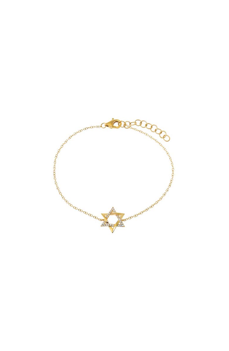 BY ADINA EDEN Diamond Solid/Pave Intertwined Star of David Bracelet 14K, Main, color, 
