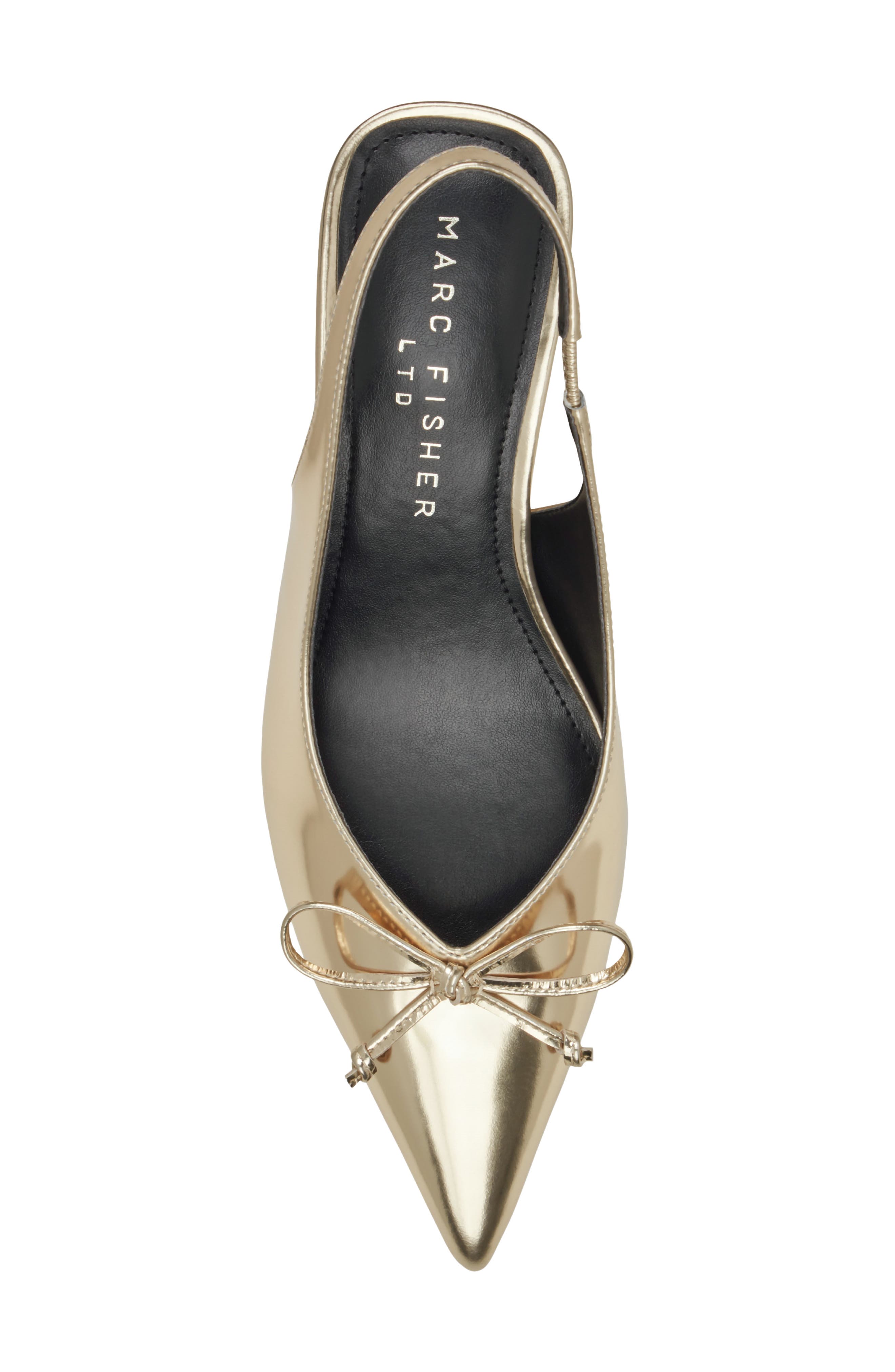 Gretel Slingback Pointed Toe Bow Pump, Alternate, color, GOLD