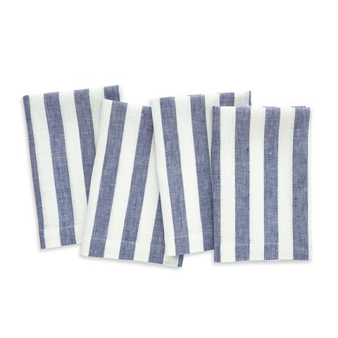 Linen Dinner Napkins - Sorrento Stripe