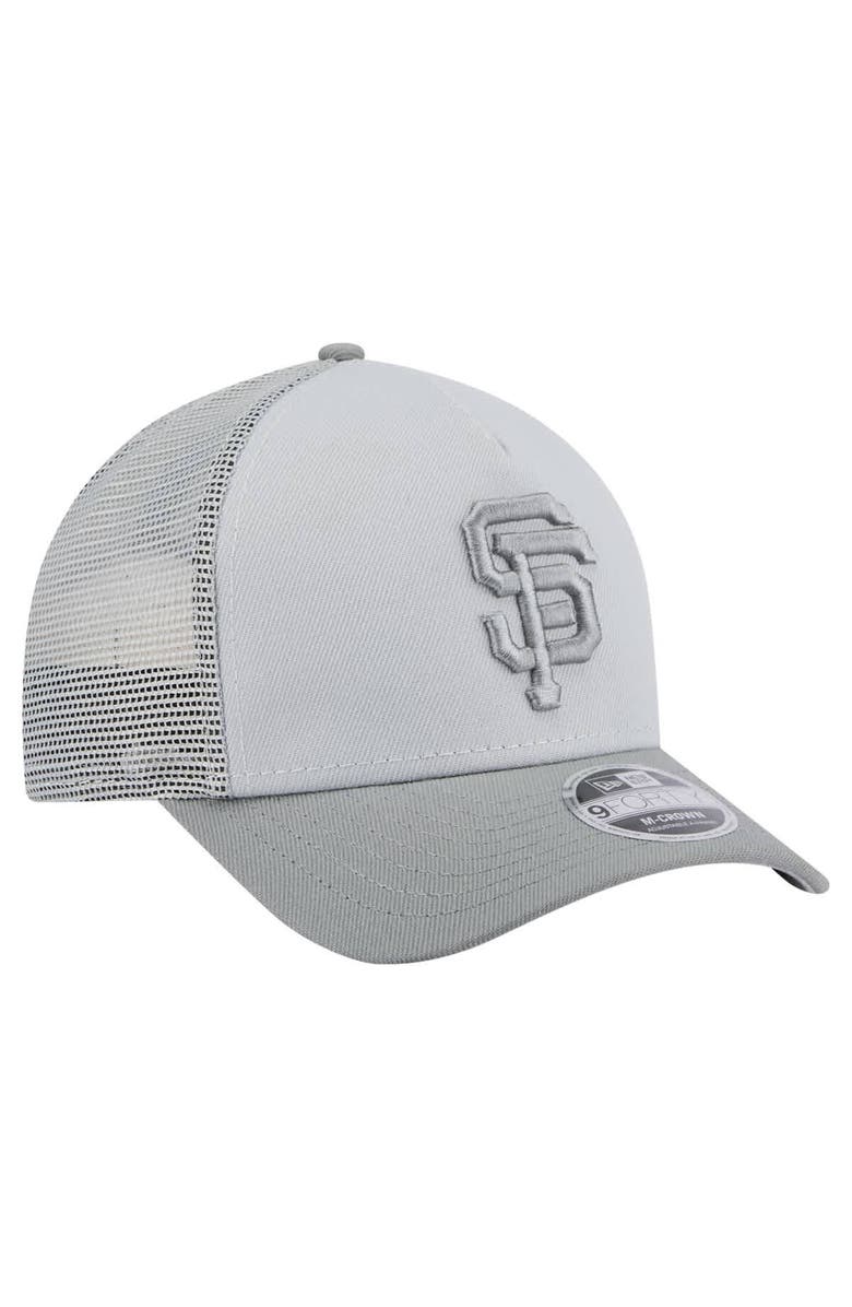 New Era Men's New Era Gray San Francisco Giants Color Pack A-Frame 9FORTY Trucker Adjustable Hat, Alternate, color,