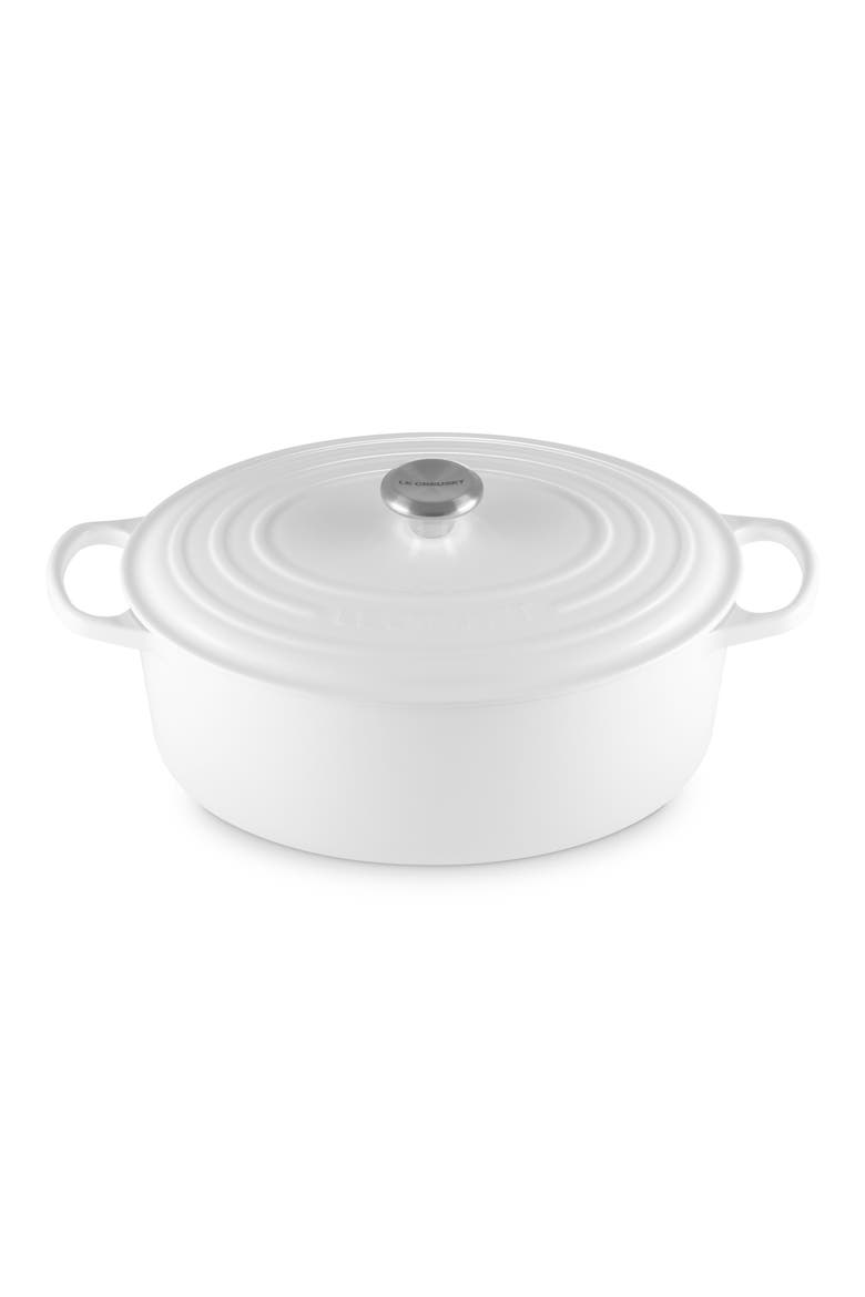 Signature 8-Quart Oval Enamel Cast Iron French/Dutch Oven, Alternate, color, WHITE