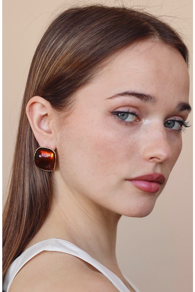 Fiora Stud Earrings, Alternate, color, GOLD