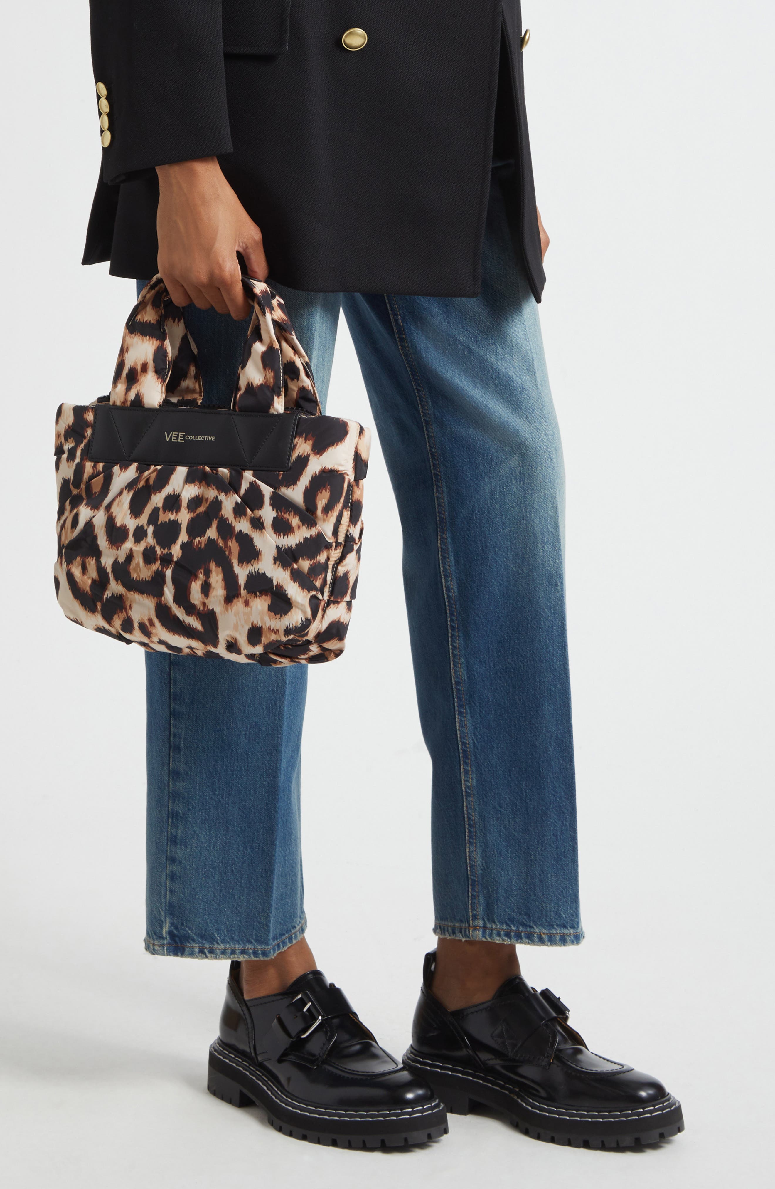 VeeCollective Medium Caba Leopard Print Recycled Polyester Tote, Alternate, color, 