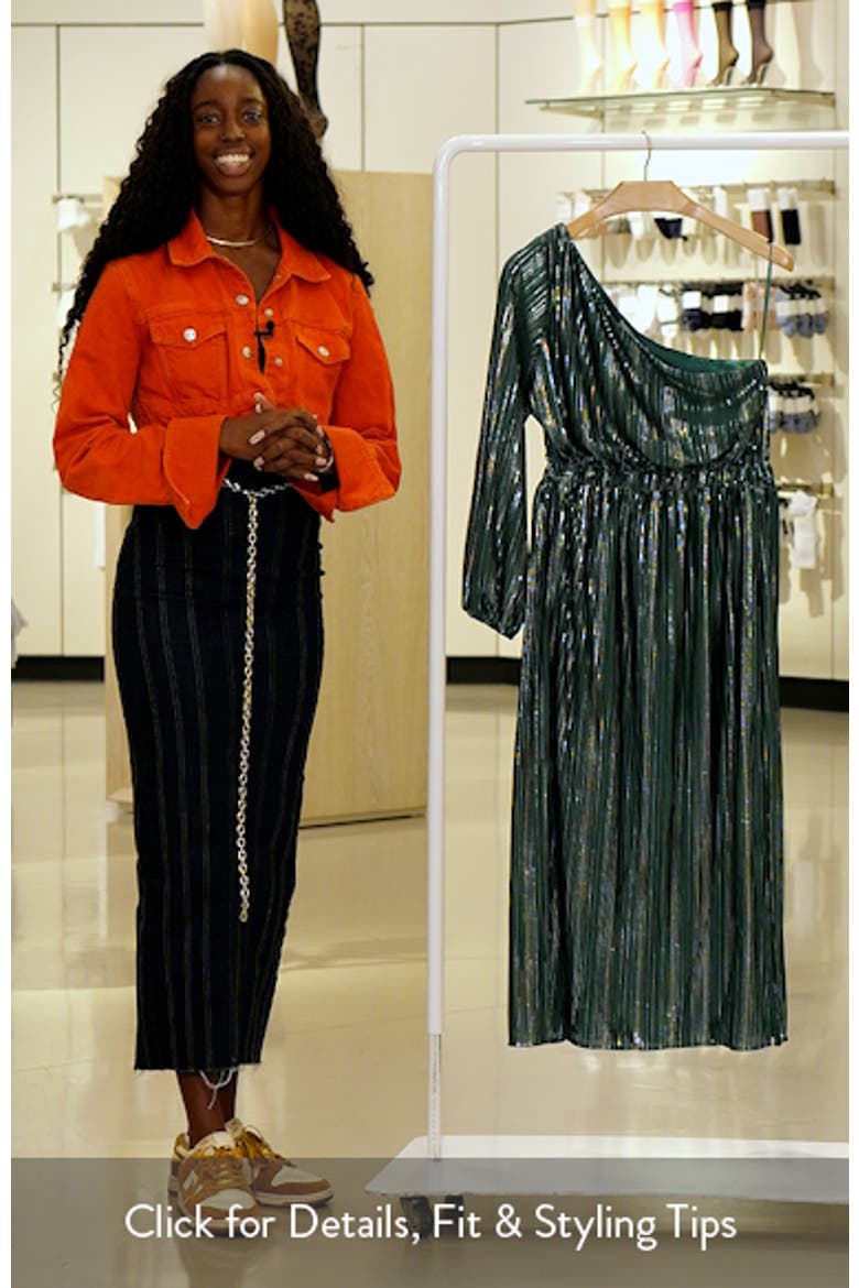Pontee One Shoulder Pleated Maxi Dress video