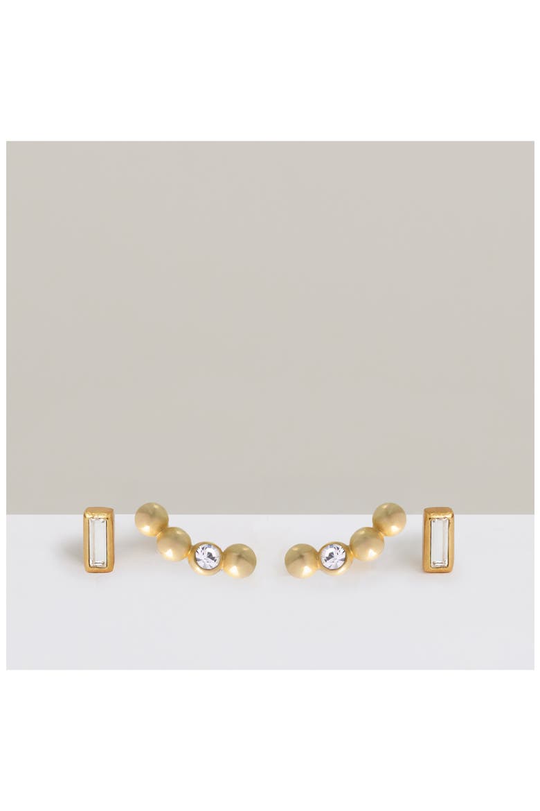 Mina Micro Set of 2 Stud Earrings, Alternate, color, GOLD TONE/ CLEAR CRYSTAL