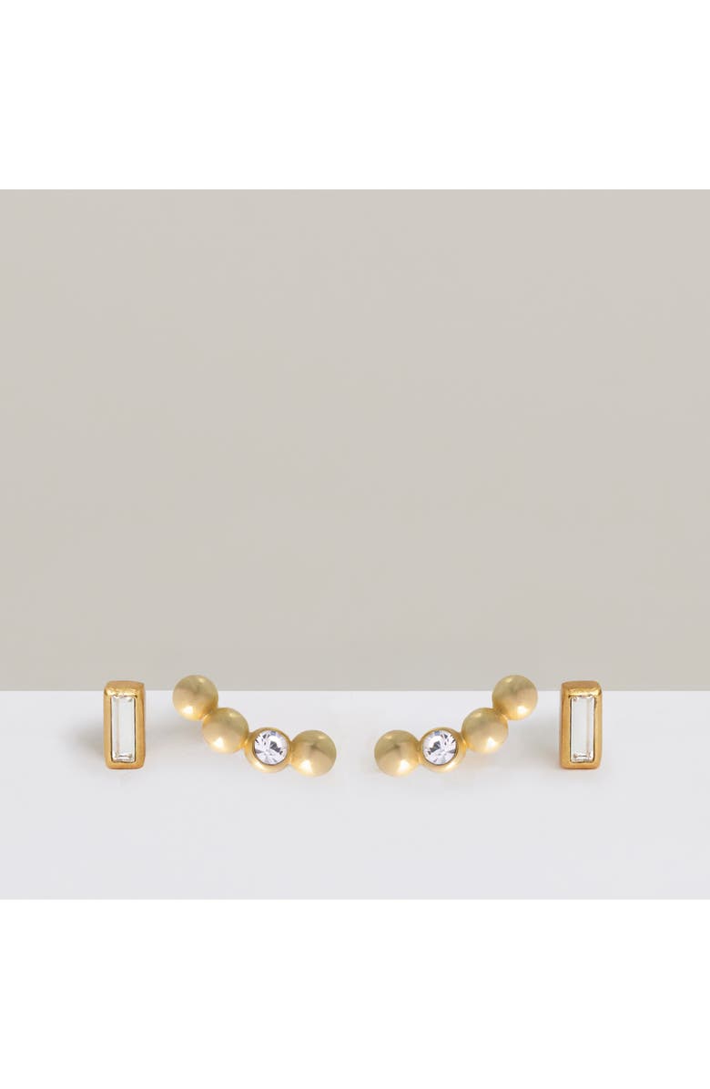 Reiss Mina Micro Set of 2 Stud Earrings, Alternate, color, Gold Tone/ Clear Crystal