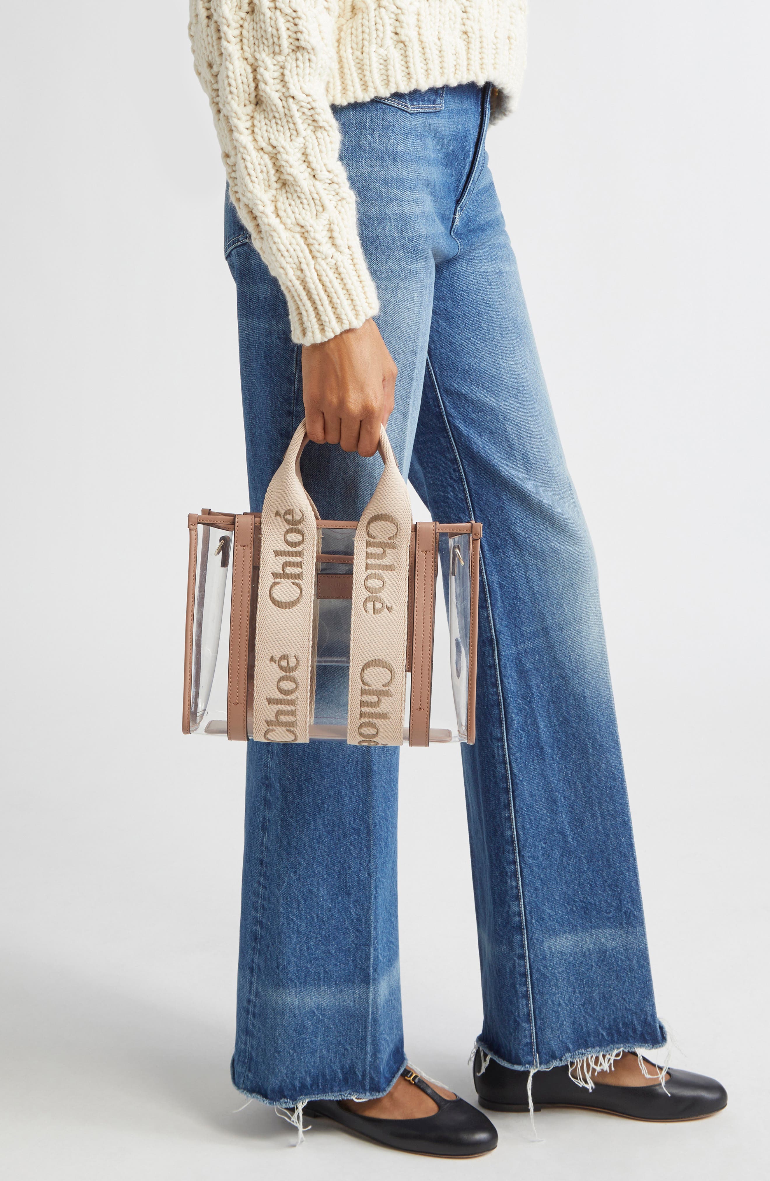 Chloé Small Woody Jelly & Leather Tote Bag, Alternate, color, 