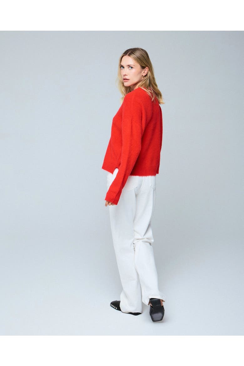 Wool Cashmere Knit  Pullover Crewneck Sweater, Alternate, color, CARMIN