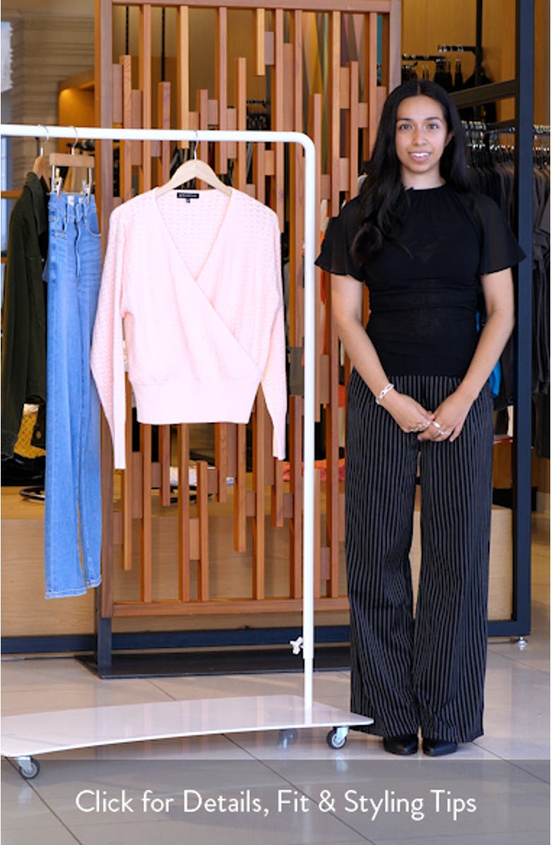 Surplice V-Neck Cotton Blend Pointelle Sweater, sales video thumbnail