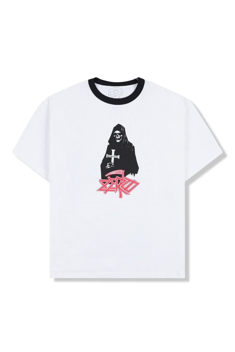 X Zero Skateboards Reaper Ringer Graphic T-Shirt, Alternate, color, WHITE