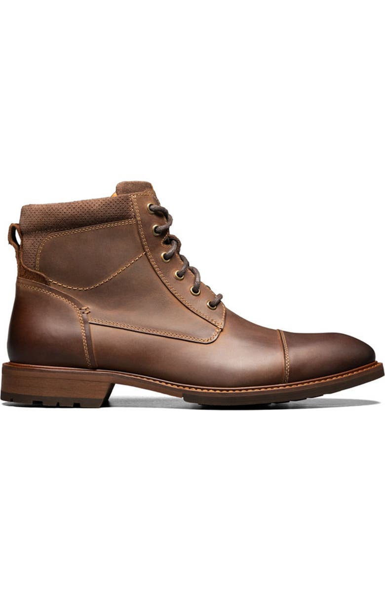 Florsheim Chalet Leather Cap Toe Boot, Alternate, color, Brown Ch