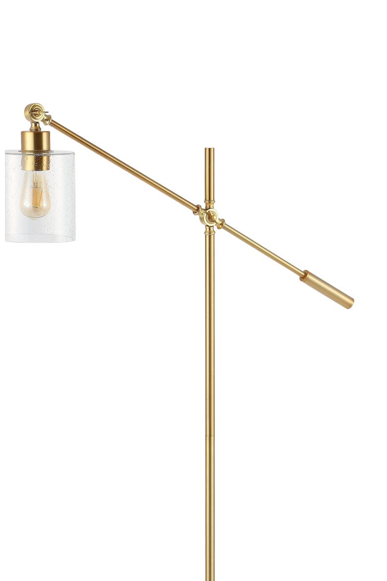 Kathryn Classic 60" Iron/Seeded Glass Adjustable Head Modern LED Floor Lamp, Brass Gold, Alternate, color, Brass Gold