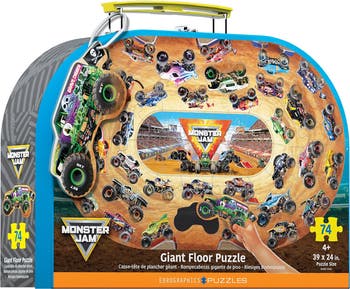 Monster Jam Giant Floor Puzzle 74Piece, 39"X24" Carry Case, 4+