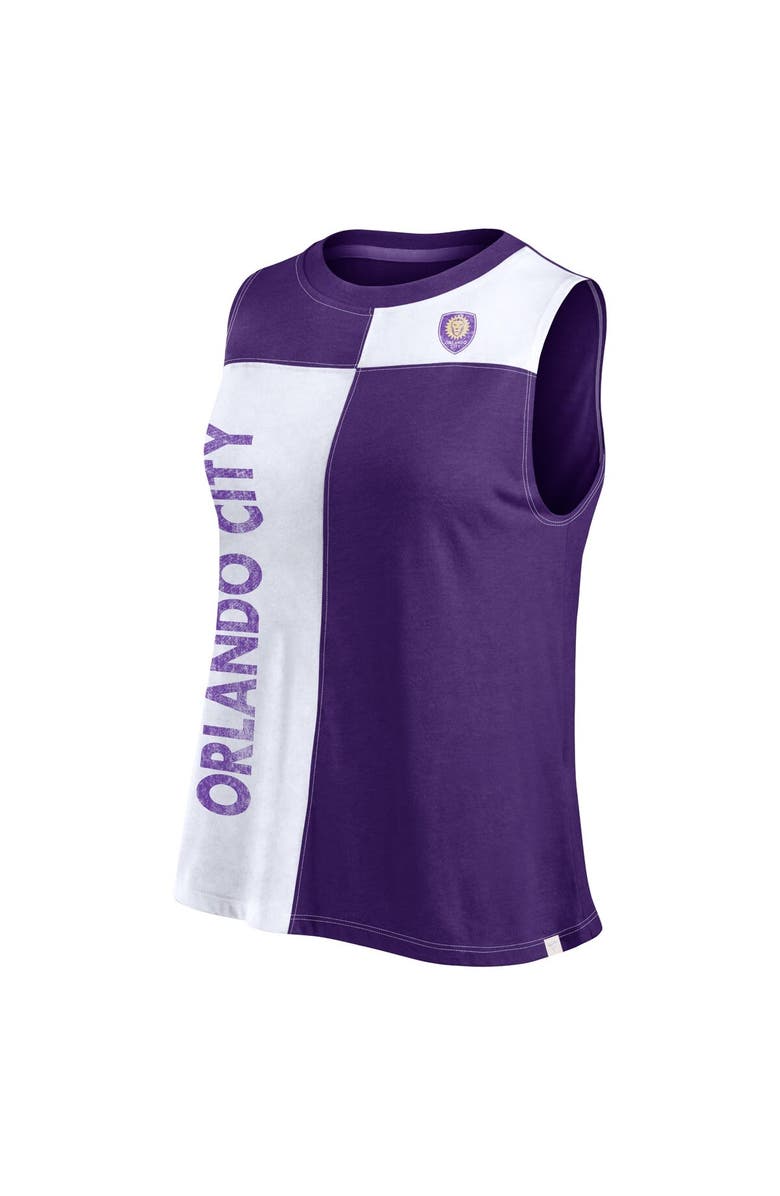 FANATICS Women's Fanatics Branded Purple Orlando City SC Script Colorblock Tank Top, Alternate, color,