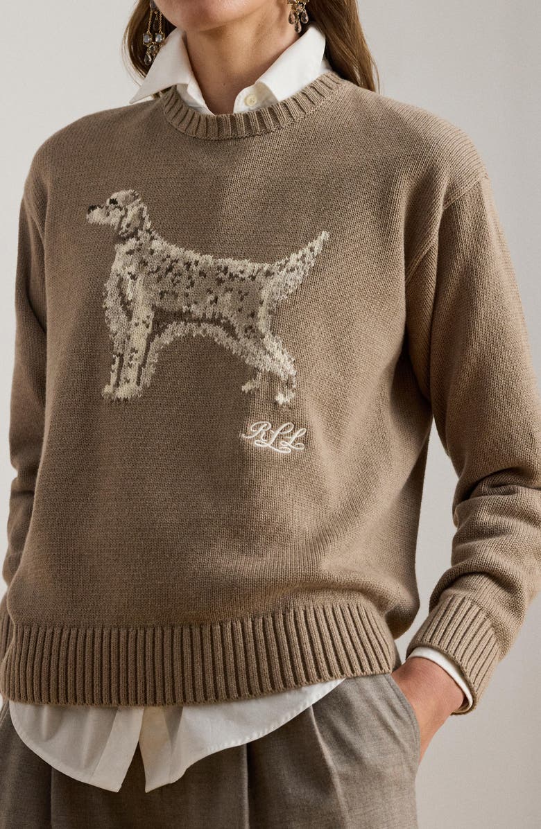 Lauren Ralph Lauren Intarsia English Setter Cotton Sweater, Alternate, color, Adirondack Heather Multi