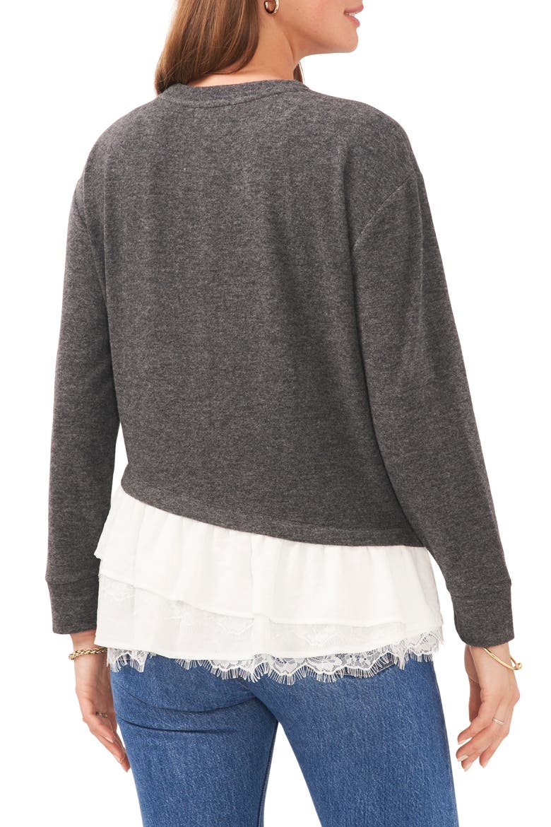 Mixed Media Layered Sweater, Alternate, color, MEDIUM HEATHER GREY