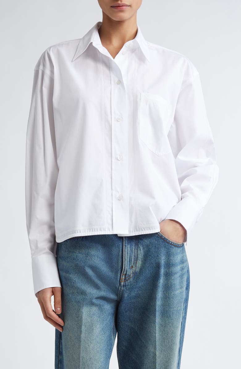 Victoria Beckham Organic Cotton Poplin Crop Shirt, Main, color, 