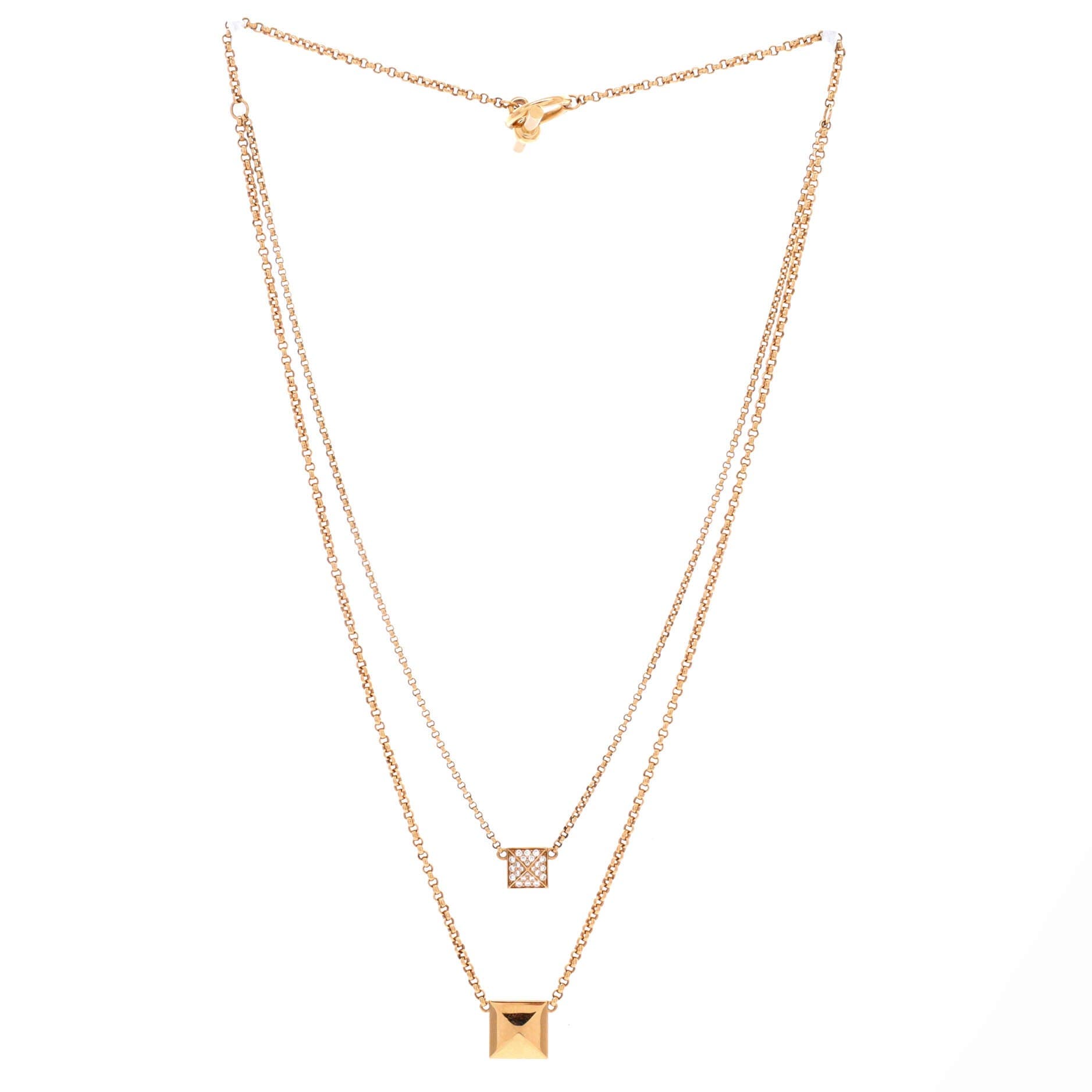 Clou d'H Double Pendant Necklace 18K Rose Gold with Diamonds, Alternate, color, Metallic Gold